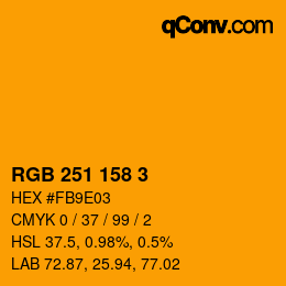 カラーコード: RGB 251 158 3 | qconv.com
