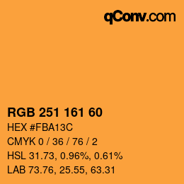 Color code: RGB 251 161 60 | qconv.com