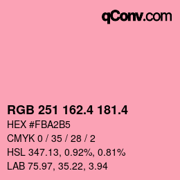 カラーコード: RGB 251 162.4 181.4 | qconv.com