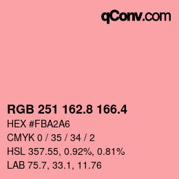 カラーコード: RGB 251 162.8 166.4 | qconv.com