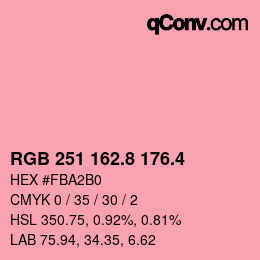 カラーコード: RGB 251 162.8 176.4 | qconv.com