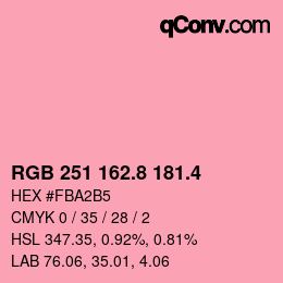カラーコード: RGB 251 162.8 181.4 | qconv.com