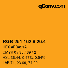 カラーコード: RGB 251 162.8 26.4 | qconv.com