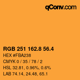 カラーコード: RGB 251 162.8 56.4 | qconv.com