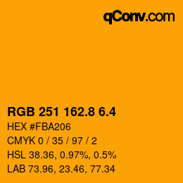 カラーコード: RGB 251 162.8 6.4 | qconv.com