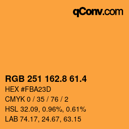 カラーコード: RGB 251 162.8 61.4 | qconv.com