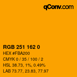 Color code: RGB 251 162 0 | qconv.com