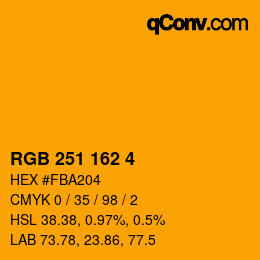 颜色代码: RGB 251 162 4 | qconv.com