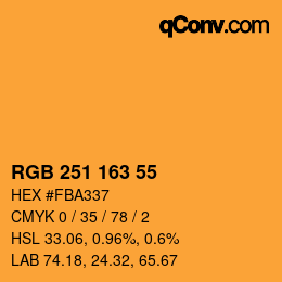 颜色代码: RGB 251 163 55 | qconv.com