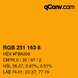 カラーコード: RGB 251 163 8 | qconv.com