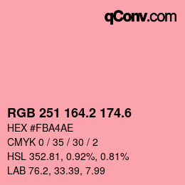 カラーコード: RGB 251 164.2 174.6 | qconv.com