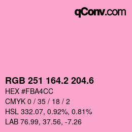 カラーコード: RGB 251 164.2 204.6 | qconv.com