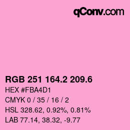 カラーコード: RGB 251 164.2 209.6 | qconv.com