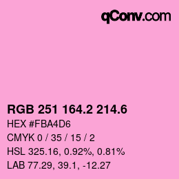 カラーコード: RGB 251 164.2 214.6 | qconv.com