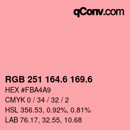 カラーコード: RGB 251 164.6 169.6 | qconv.com