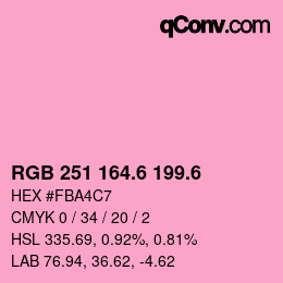 カラーコード: RGB 251 164.6 199.6 | qconv.com