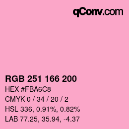 Farbcode: RGB 251 166 200 | qconv.com
