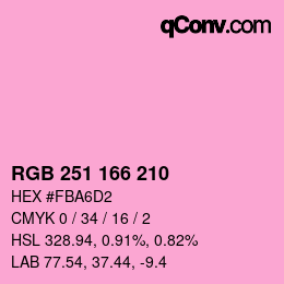 Color code: RGB 251 166 210 | qconv.com