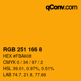 カラーコード: RGB 251 166 8 | qconv.com