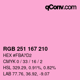 Color code: RGB 251 167 210 | qconv.com