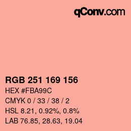 カラーコード: RGB 251 169 156 | qconv.com