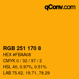 カラーコード: RGB 251 170 8 | qconv.com