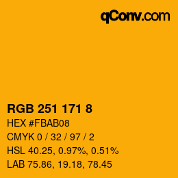 カラーコード: RGB 251 171 8 | qconv.com