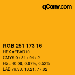 Color code: RGB 251 173 16 | qconv.com