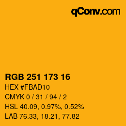 颜色代码: RGB 251 173 16 | qconv.com