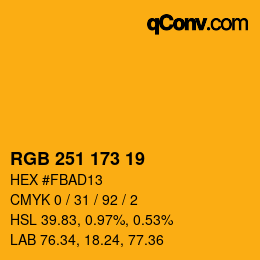 Color code: RGB 251 173 19 | qconv.com