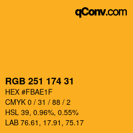 颜色代码: RGB 251 174 31 | qconv.com