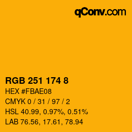 カラーコード: RGB 251 174 8 | qconv.com
