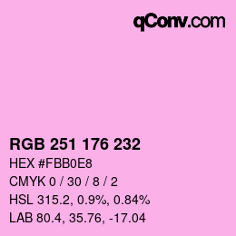 Color code: RGB 251 176 232 | qconv.com