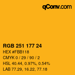 カラーコード: RGB 251 177 24 | qconv.com