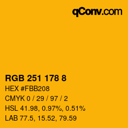 カラーコード: RGB 251 178 8 | qconv.com