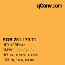 颜色代码: RGB 251 179 71 | qconv.com