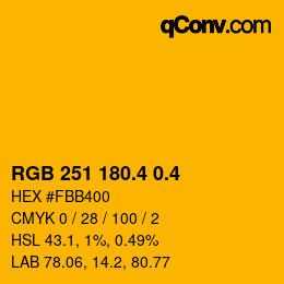 カラーコード: RGB 251 180.4 0.4 | qconv.com