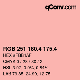 カラーコード: RGB 251 180.4 175.4 | qconv.com