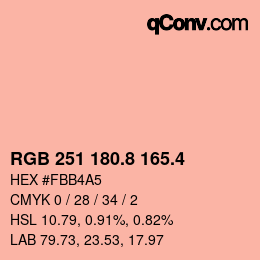 カラーコード: RGB 251 180.8 165.4 | qconv.com