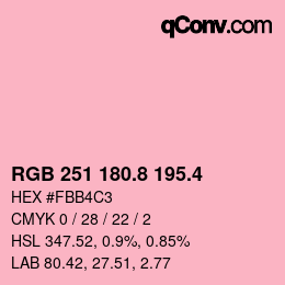 カラーコード: RGB 251 180.8 195.4 | qconv.com