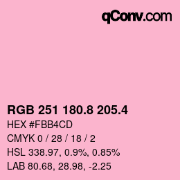 カラーコード: RGB 251 180.8 205.4 | qconv.com