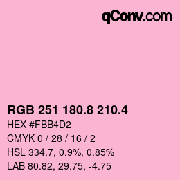 カラーコード: RGB 251 180.8 210.4 | qconv.com
