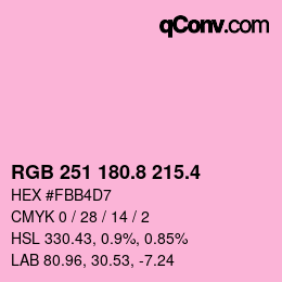 カラーコード: RGB 251 180.8 215.4 | qconv.com