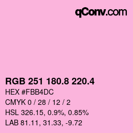 カラーコード: RGB 251 180.8 220.4 | qconv.com
