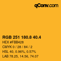 カラーコード: RGB 251 180.8 40.4 | qconv.com