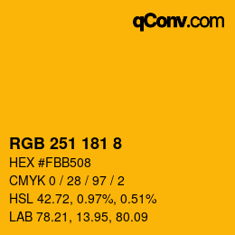 カラーコード: RGB 251 181 8 | qconv.com
