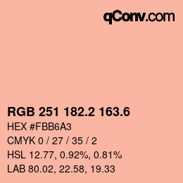 カラーコード: RGB 251 182.2 163.6 | qconv.com