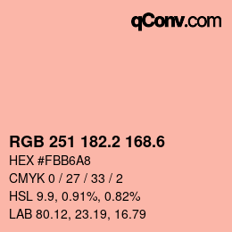 カラーコード: RGB 251 182.2 168.6 | qconv.com