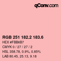カラーコード: RGB 251 182.2 183.6 | qconv.com