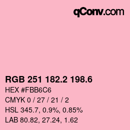 カラーコード: RGB 251 182.2 198.6 | qconv.com